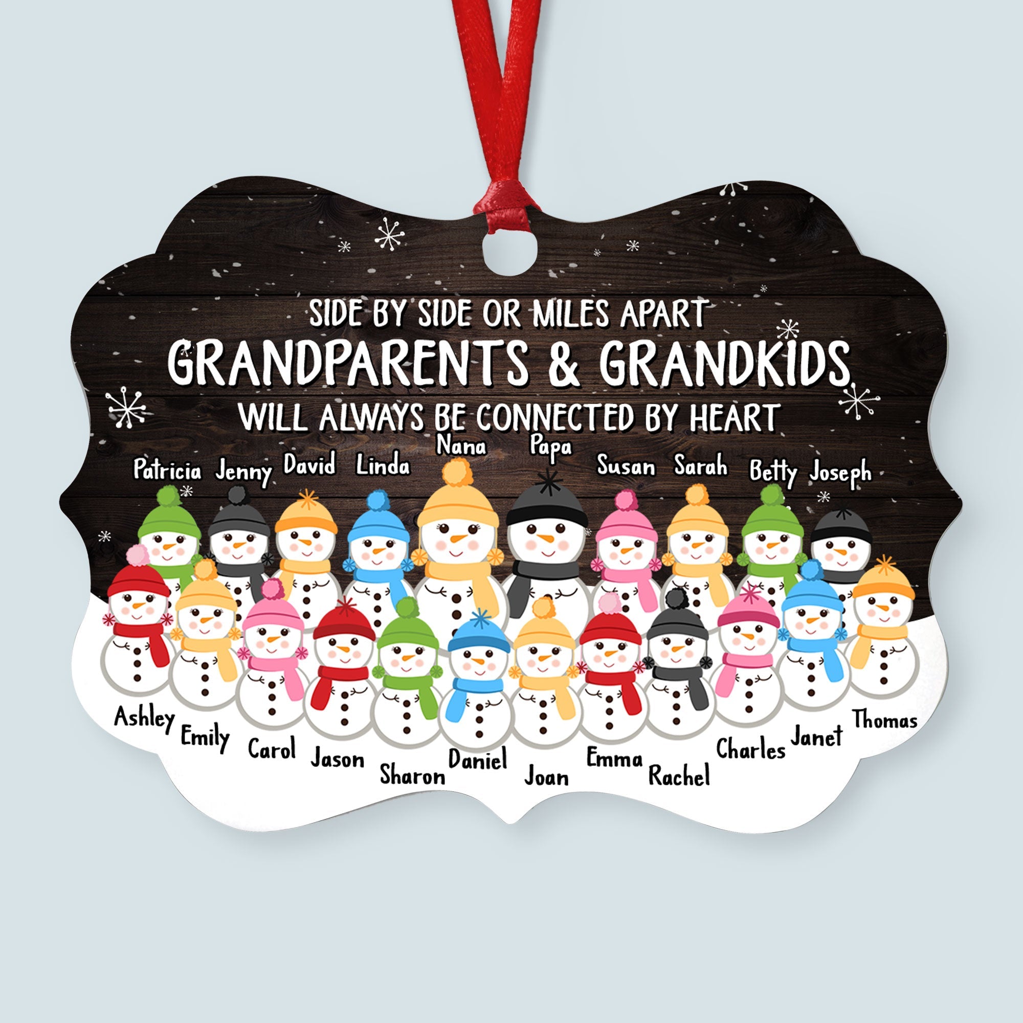 The Love Of Grandparents Is Forever (Up To 20 Kids) - Personalized Ornament - Snowman Family