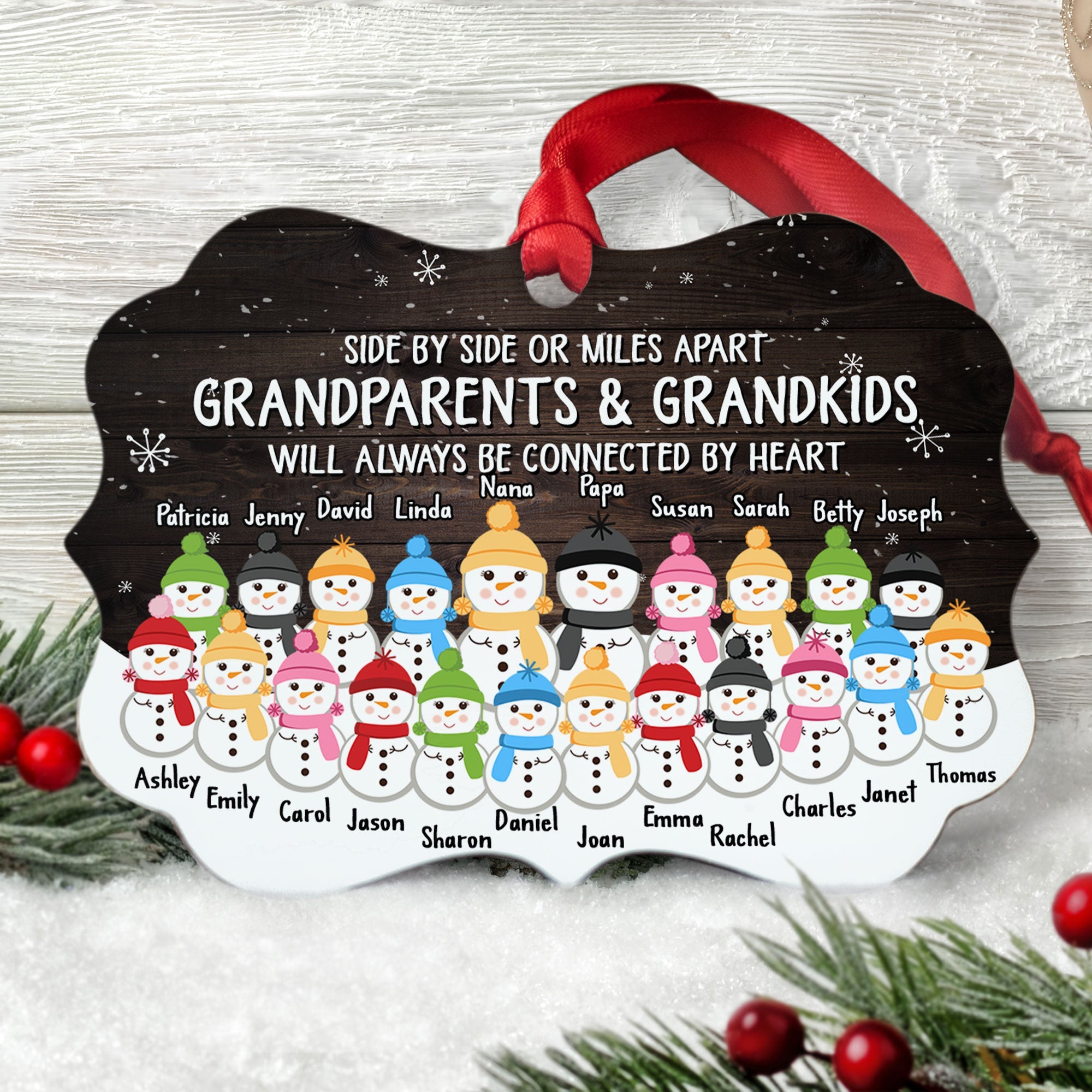 The Love Of Grandparents Is Forever (Up To 20 Kids) - Personalized Ornament - Snowman Family