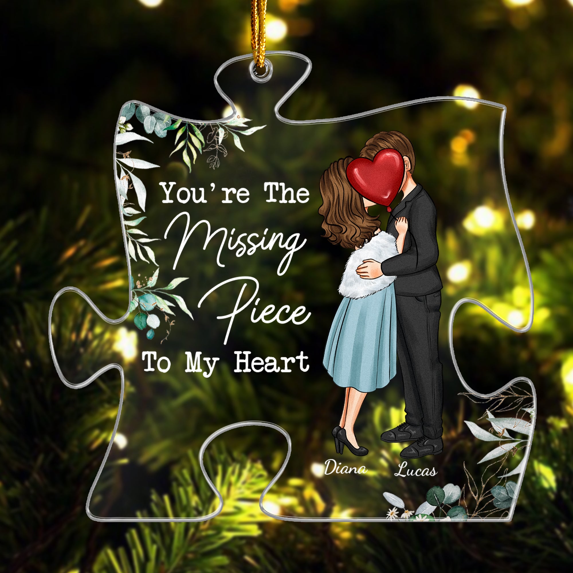 The Missing Piece To My Heart Couples - Personalized Acrylic Ornament