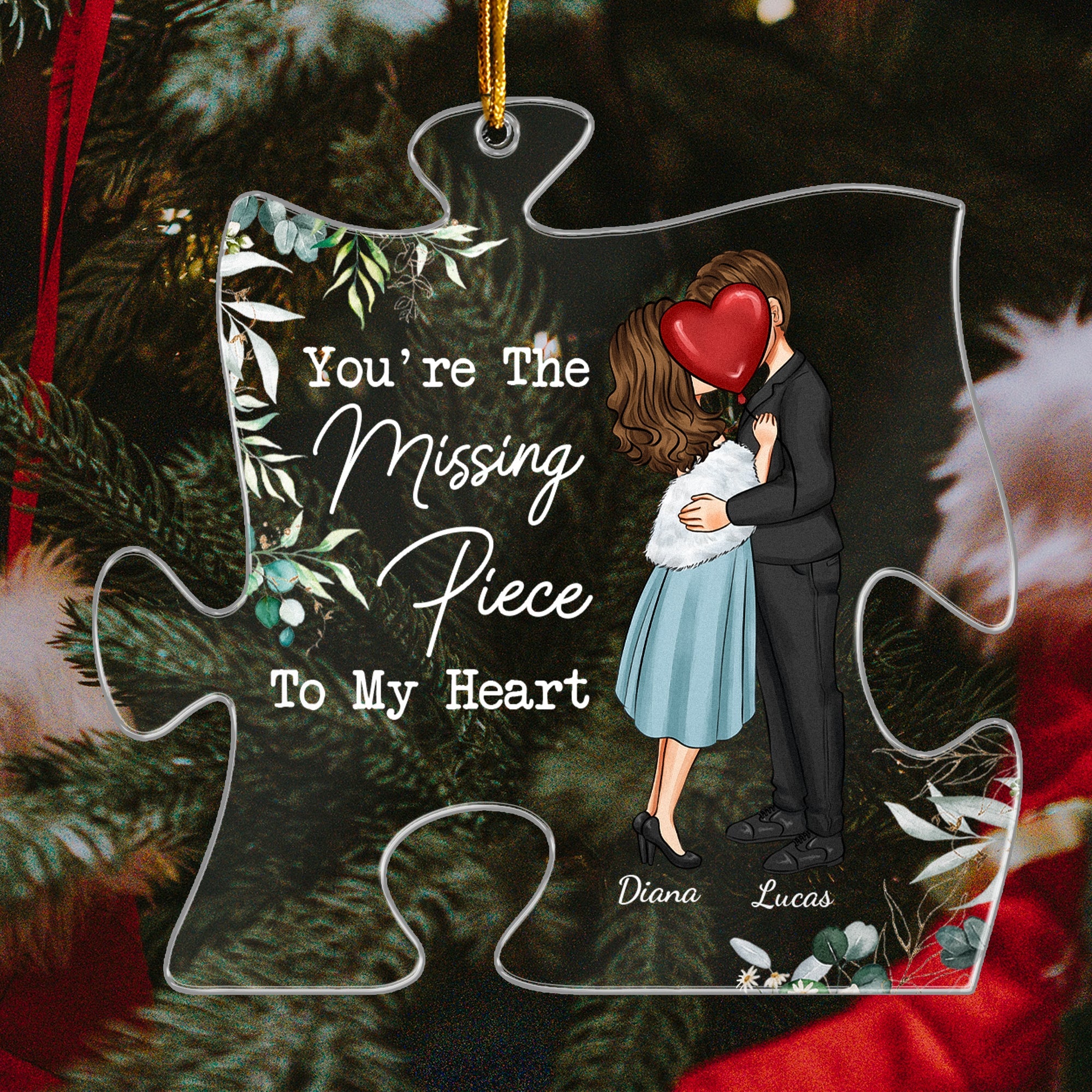 The Missing Piece To My Heart Couples - Personalized Acrylic Ornament