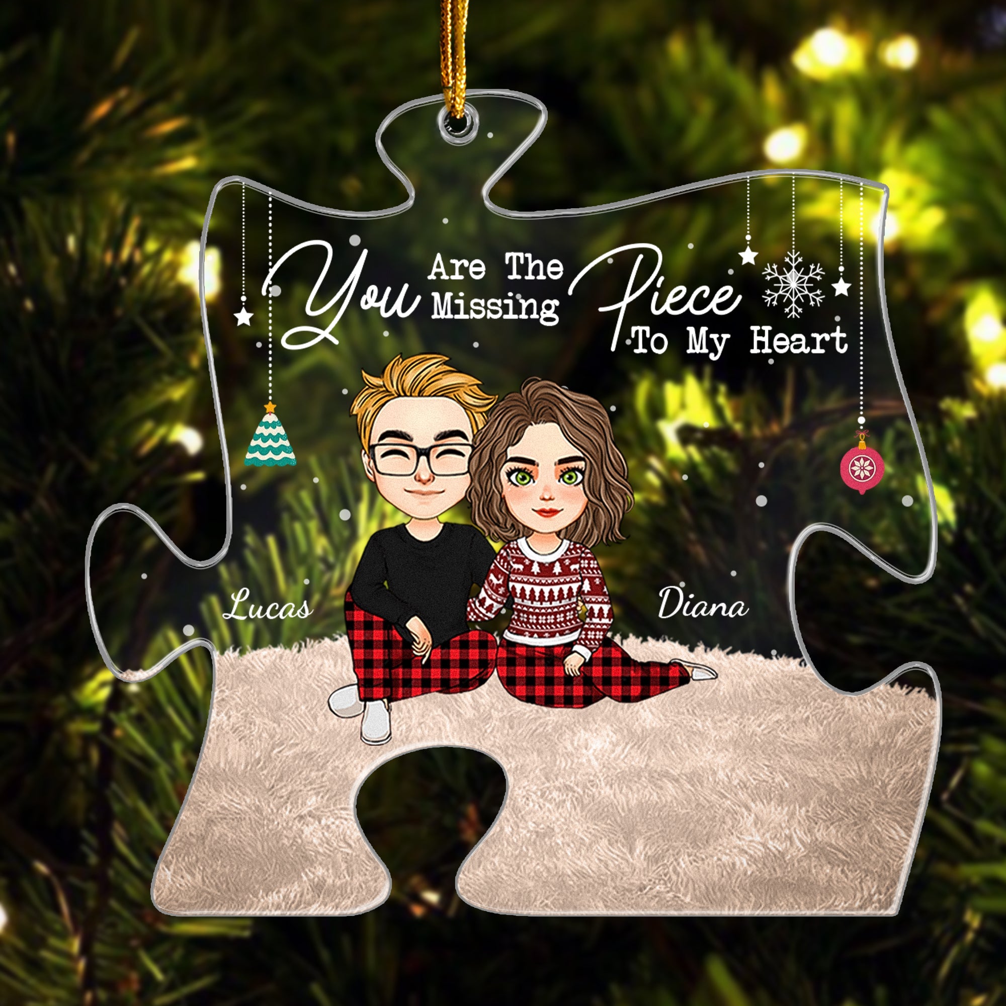 The Missing Piece To My Heart Couples - Personalized Acrylic Ornament