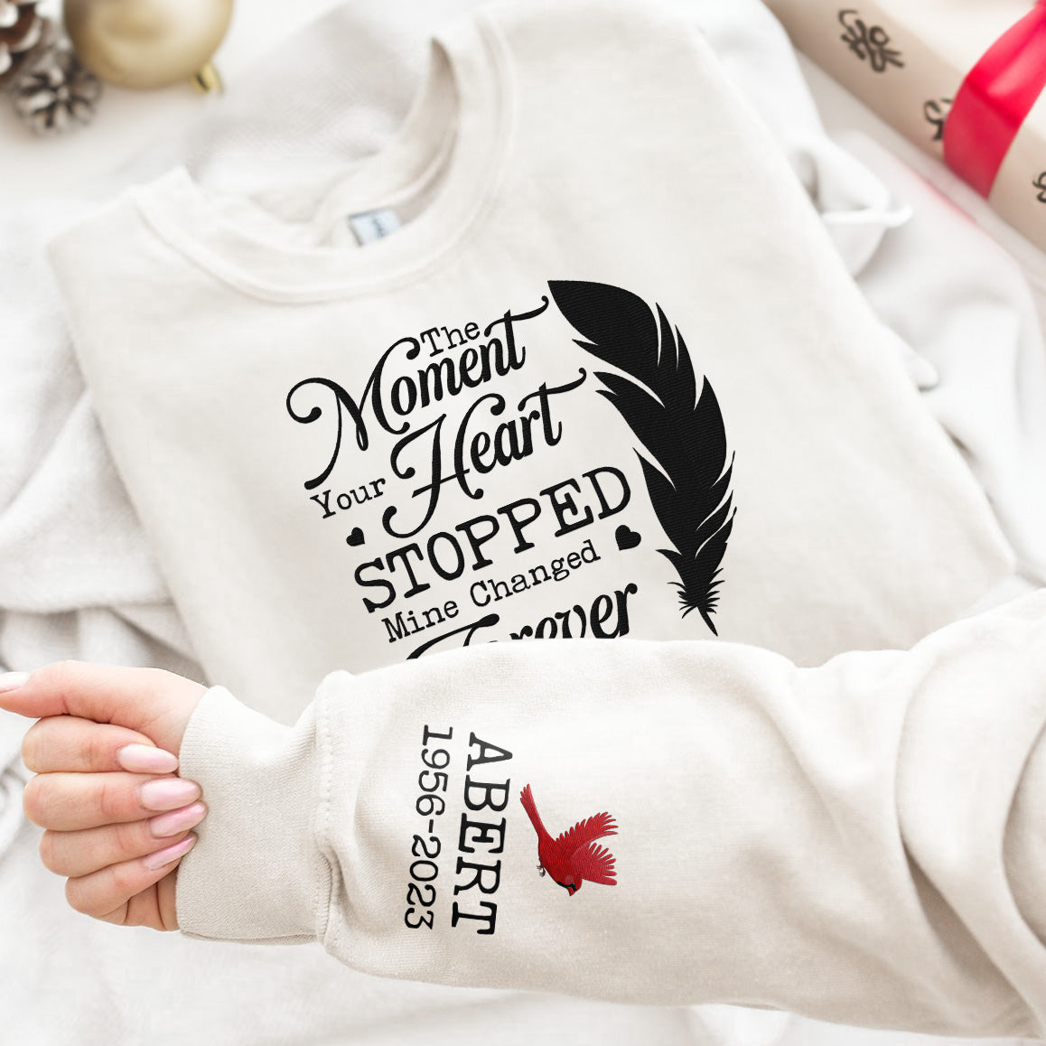 The Moment Your Heart Stopped Mine Changed Forever - Personalized Sweatshirt
