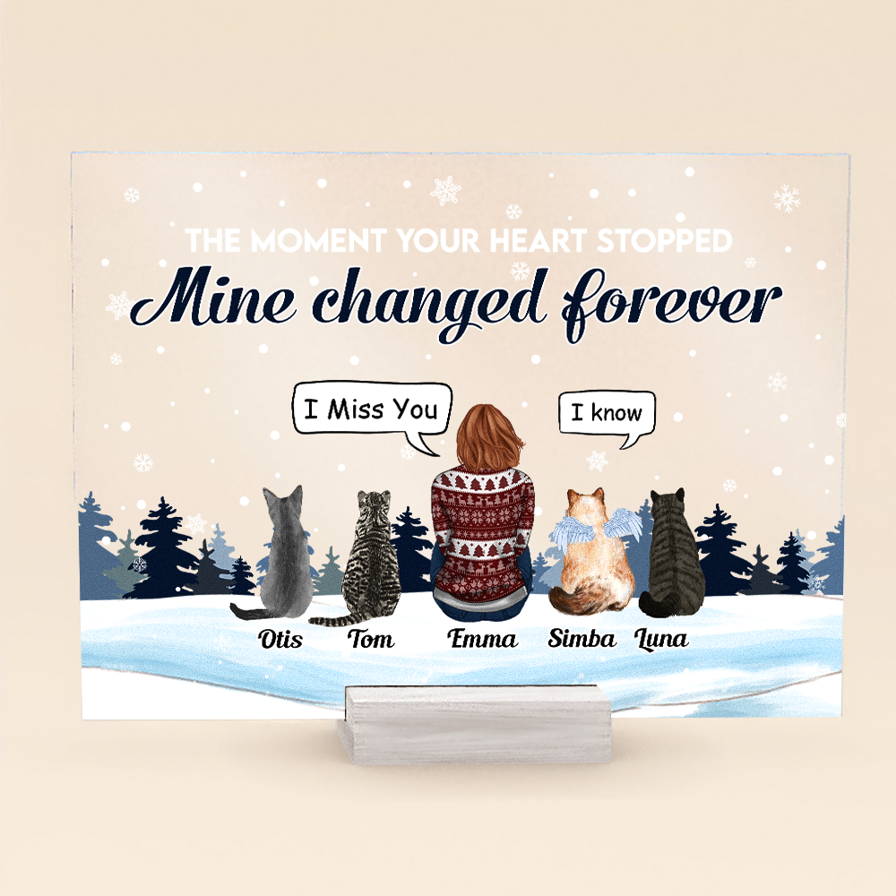 The Moments Your Hearts Stopped - Personalized Acrylic Plaque- Christmas, Memorial, Loving Gift For Pet Loss Owners, Cat Mom, Cat Dad
