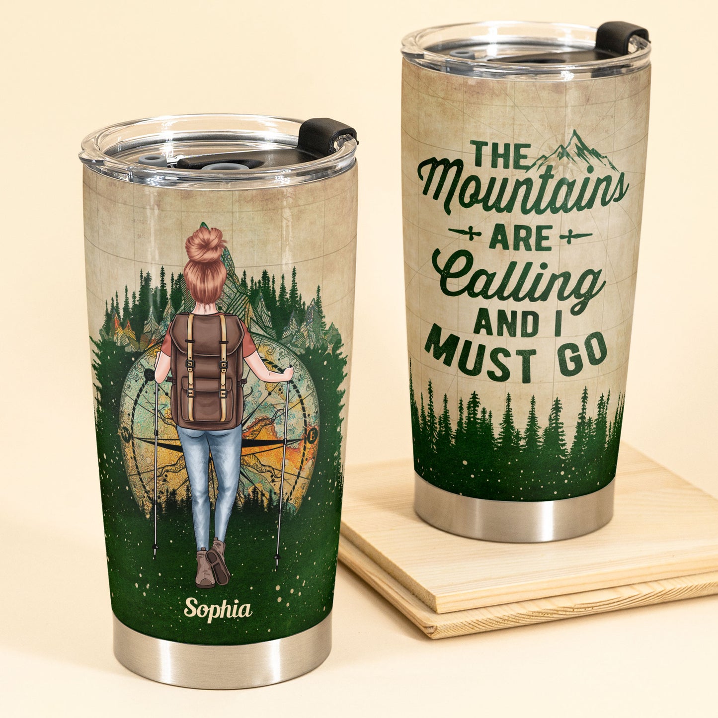 The Mountain Are Calling - Personalized Tumbler Cup - Birthday Gift For Camper, Hiker, Outdoor Enthusiast