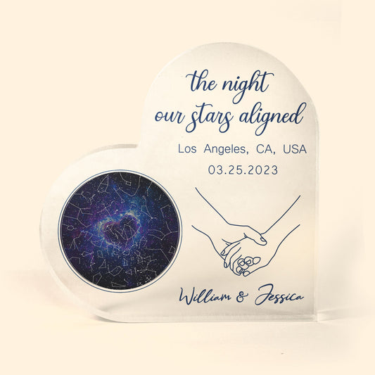 The Night Our Stars Aligned - Personalized Heart Shaped Acrylic Plaque