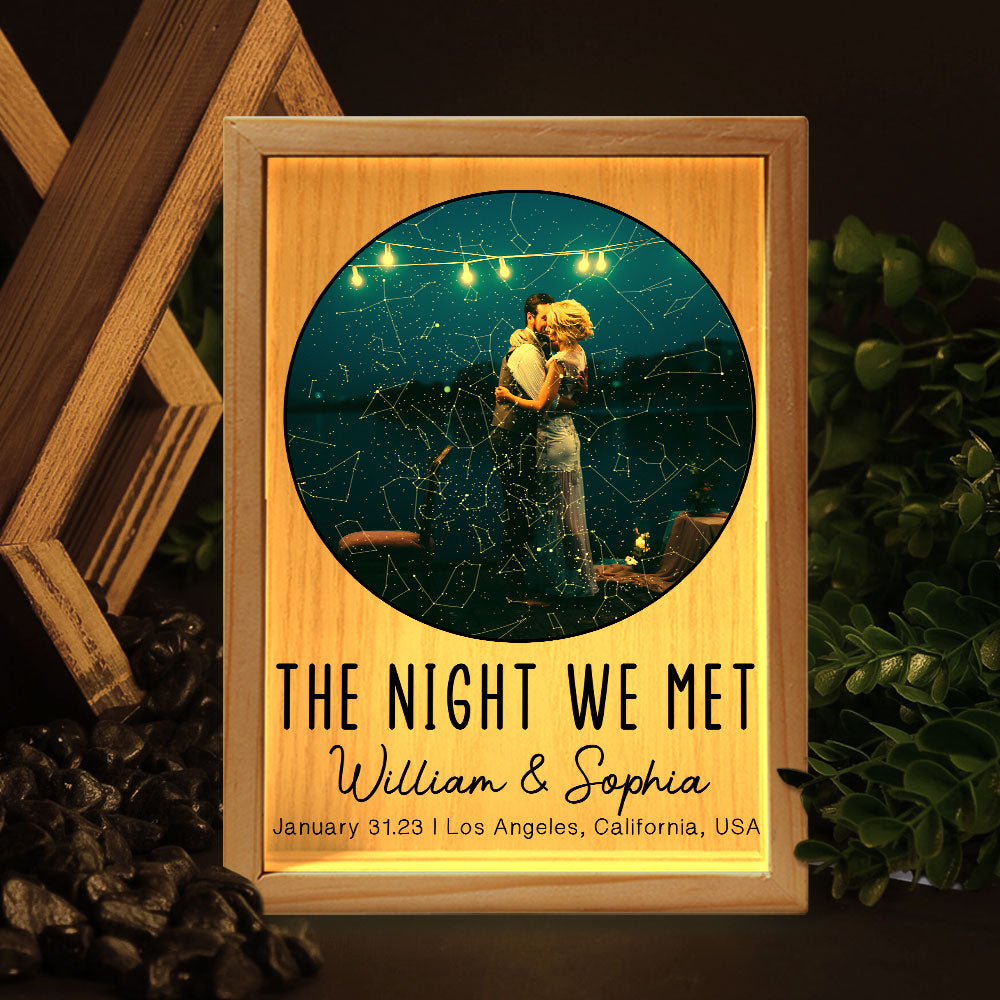 The Night We Met Anniversary Gifts - Personalized Photo Frame Light Box