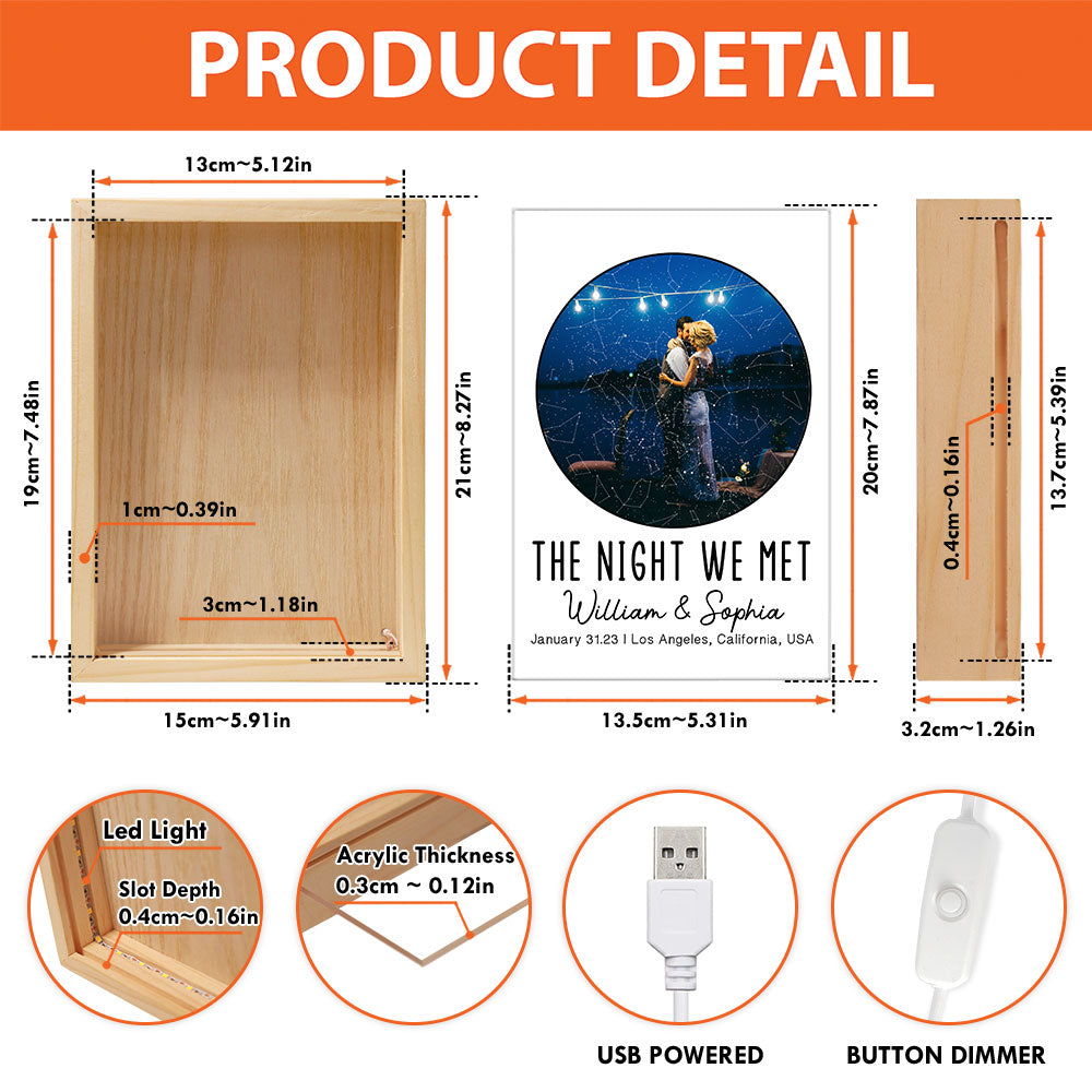 The Night We Met Anniversary Gifts - Personalized Photo Frame Light Box