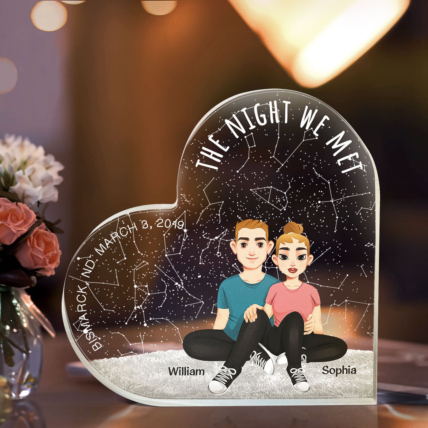The Night We Met Star Map - Personalized Heart Shaped Acrylic Plaque