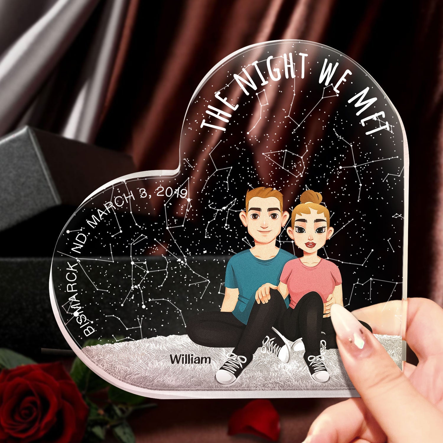 The Night We Met Star Map - Personalized Heart Shaped Acrylic Plaque
