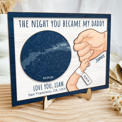 The Night You Became My Daddy First Father's Day - Personalized Wooden Plaque