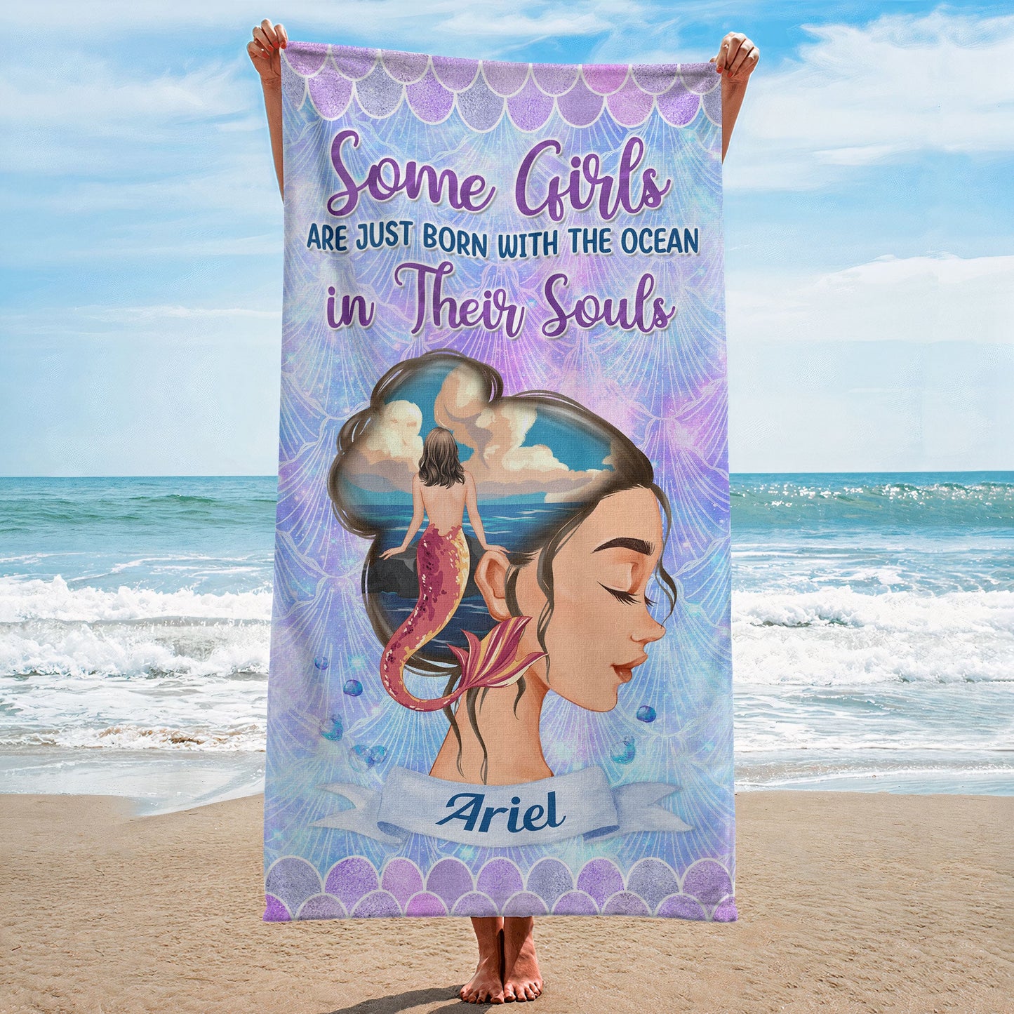 The Ocean In Their Souls - Personalized Beach Towel