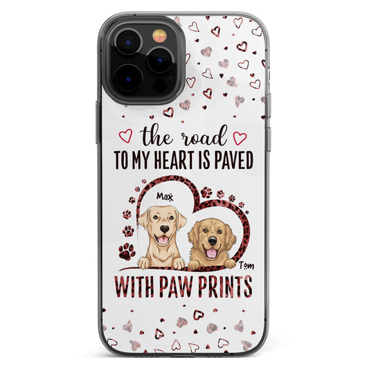 The Road To My Heart Is Paved With Paw Prints - Personalized Clear Phone Case