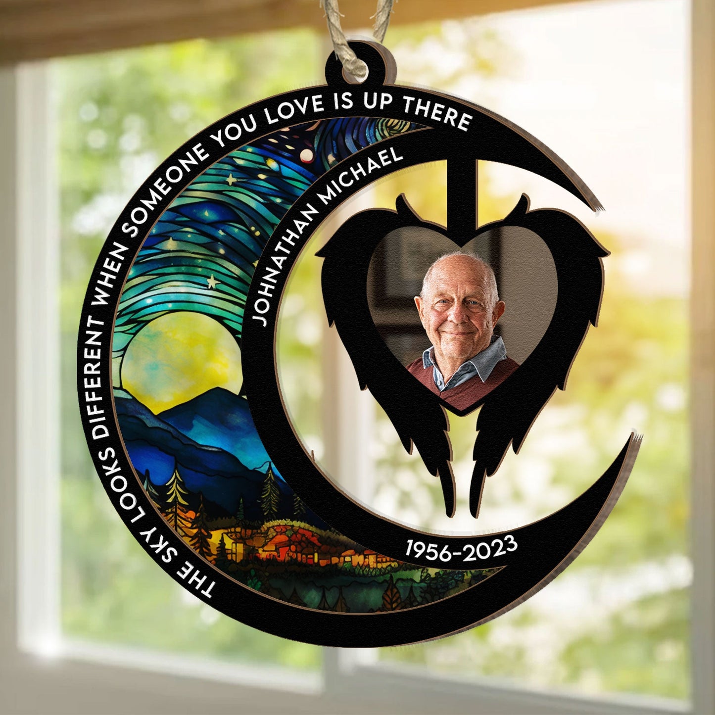 The Sky Looks Different When Someone You Love Is Up There - Personalized Suncatcher Photo Ornament