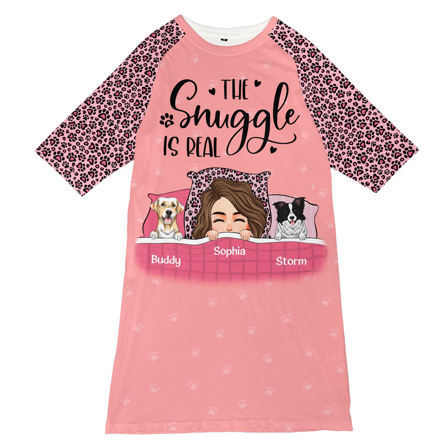 The Snuggle Is Real - Personalized 3/4 Sleeve Dress