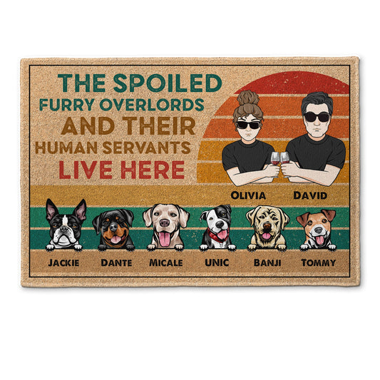 The Spoiled Furry Overlords - Personalized Doormat - Birthday, Funny, Home Decor Gift For Dog & Cat Lovers, Couple, Family