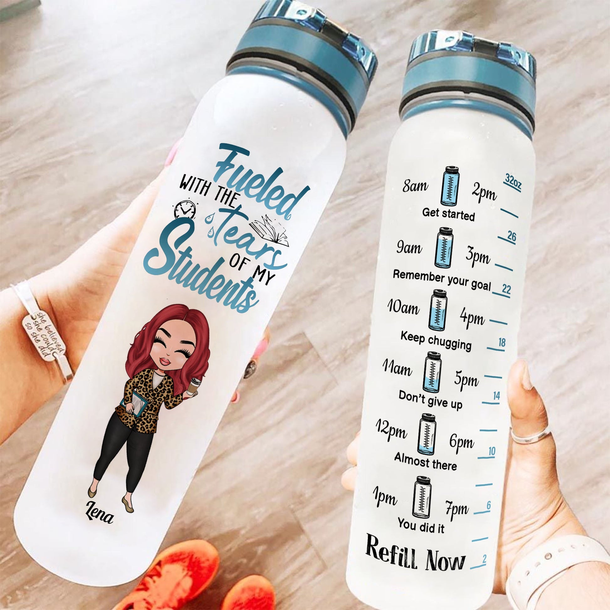 The Tears Of My Students - Personalized Water Tracker Bottle - Birthday,  Appreciation Gift For Teacher, Funny Gift