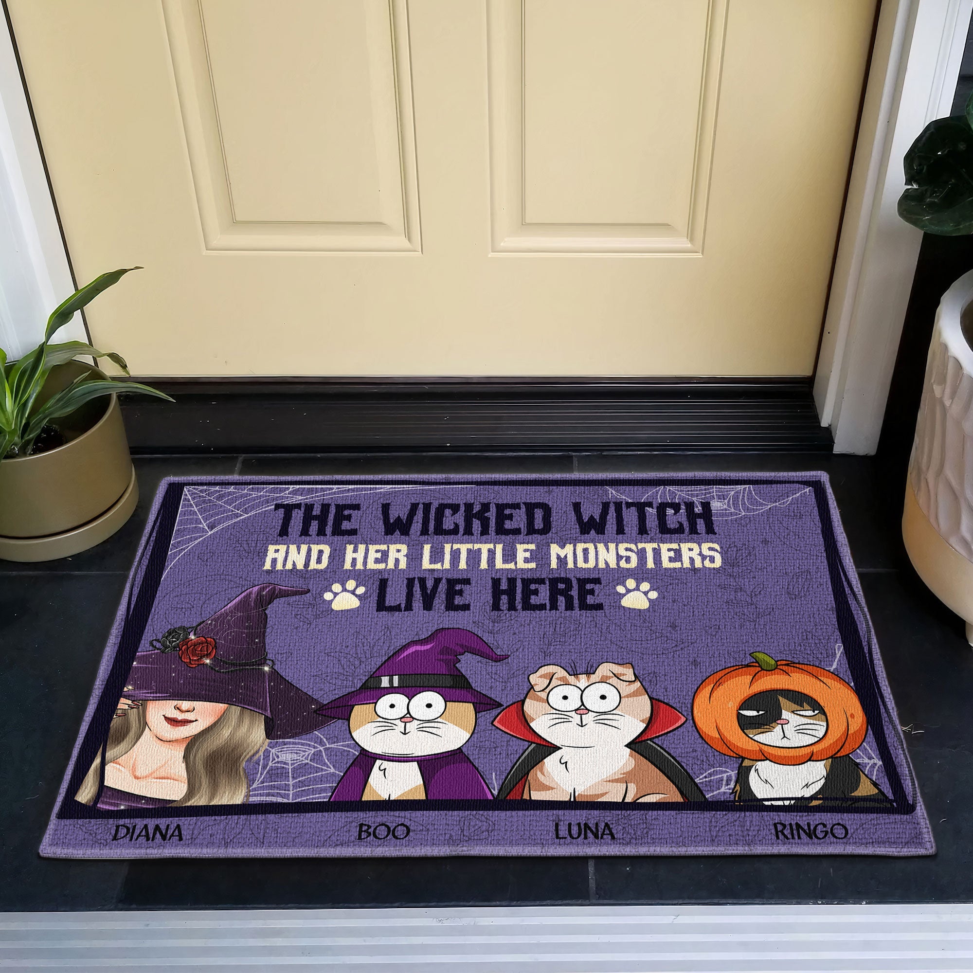 The Wicked Witch And Her Little Monsters Live Here - Personalized Doormat