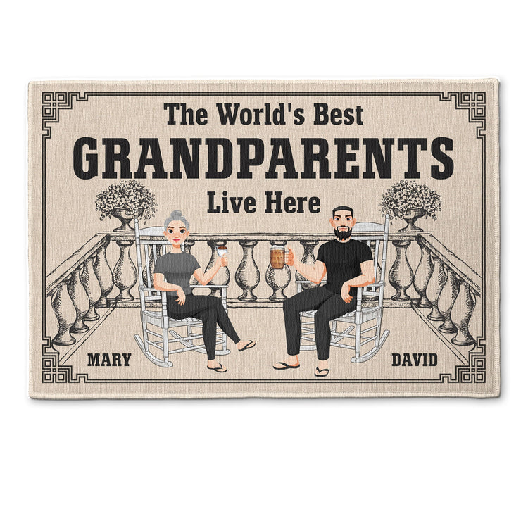 The World'S Best Grandparents Live Here - Personalized Doormat
