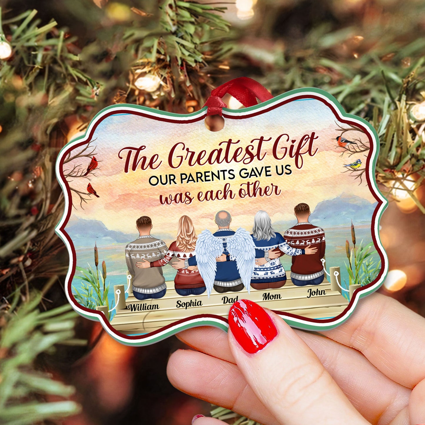 The Greatest Our Parents Ever Gave Us Was Each Other - Personalized Aluminum, Wooden Ornament - Christmas Gift For Brothers, Sisters, Family Members