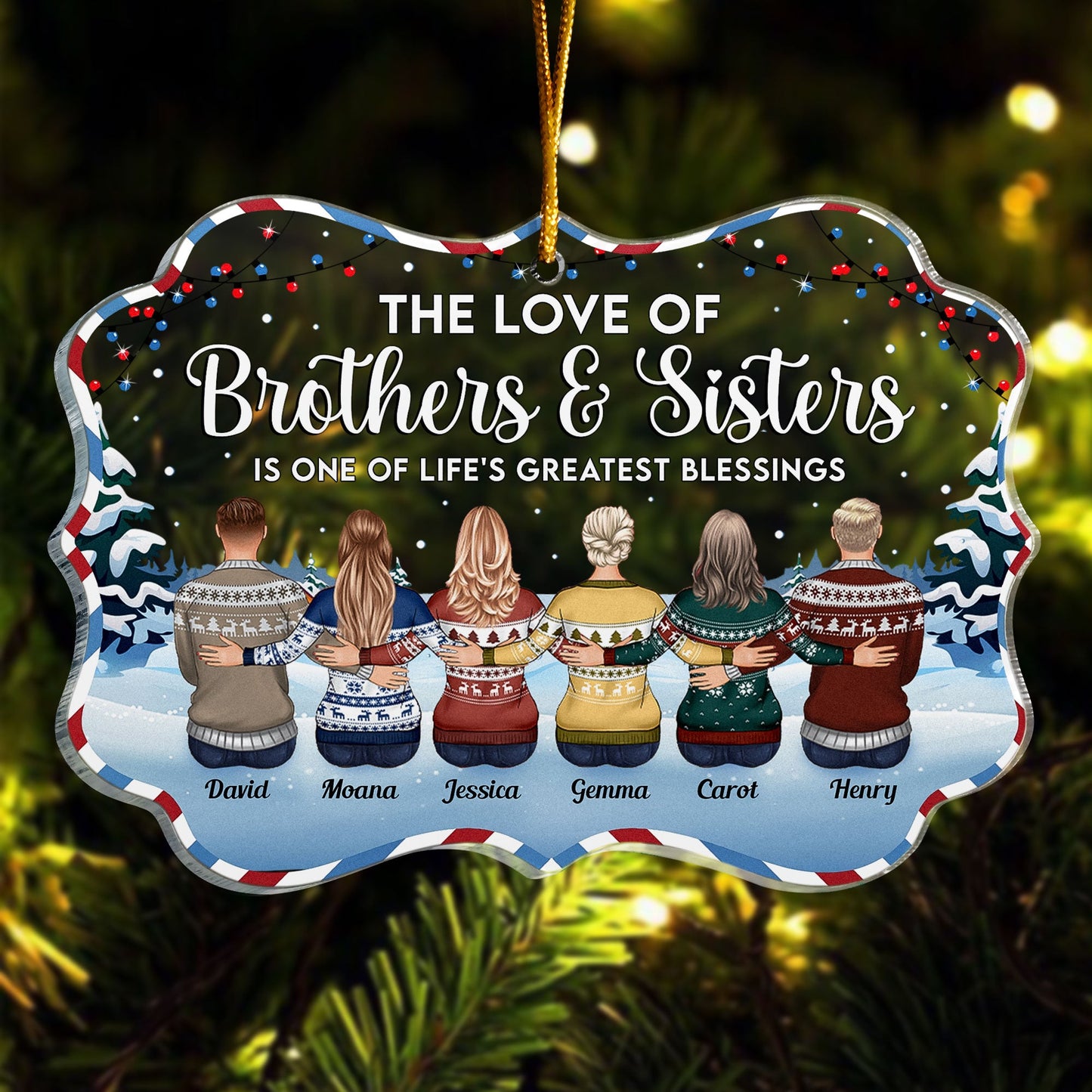 The Love Of Brothers & Sisters Is Forever - Personalized Acrylic Ornament - Christmas, Loving Gift For Family, Brothers, Sisters