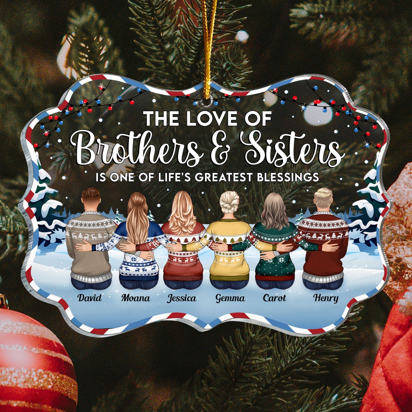 The Love Of Brothers & Sisters Is Forever - Personalized Acrylic Ornament - Christmas, Loving Gift For Family, Brothers, Sisters