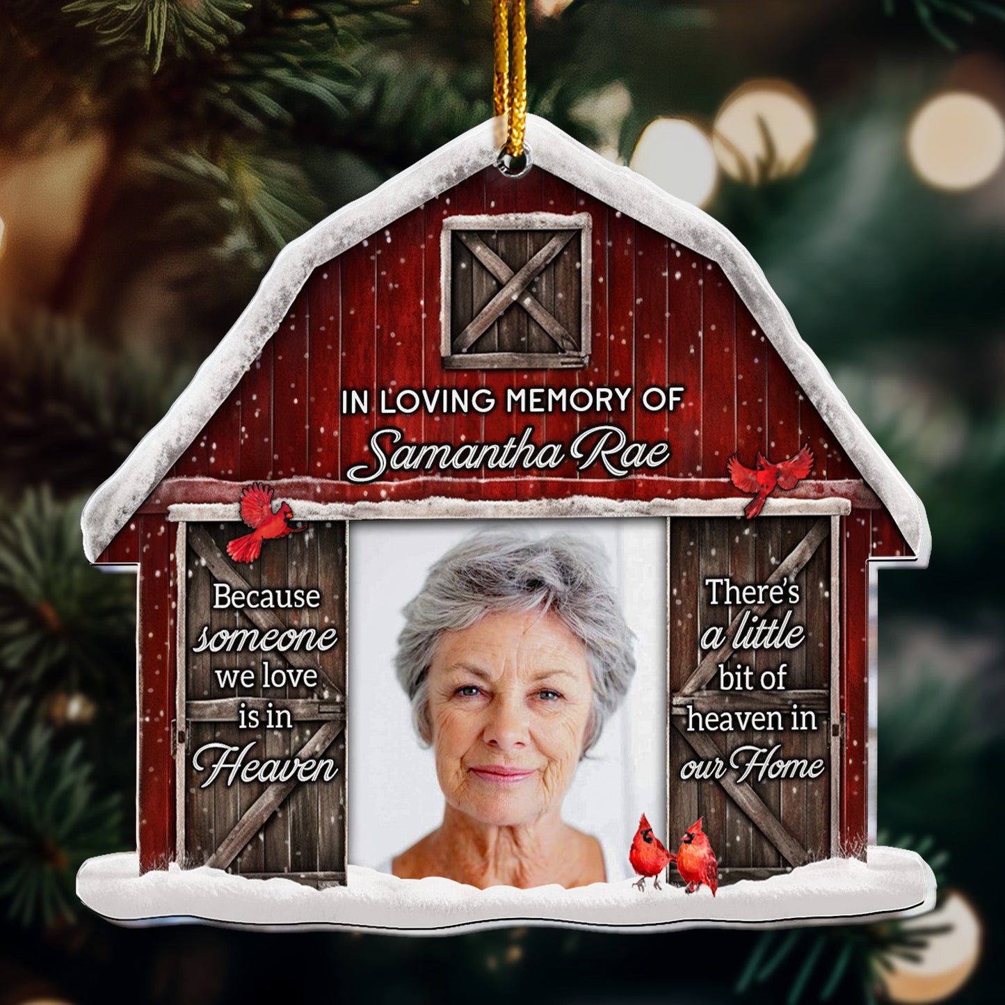 There Is A Little Bit Of Heaven In Our Home - Personalized Acrylic Photo Ornament