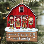There Is No Greater Gift Than Family Red Barn 2 - Personalized Wooden Ornament - Vintage Ornament