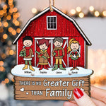 There Is No Greater Gift Than Family Red Barn 2 - Personalized Wooden Ornament - Vintage Ornament