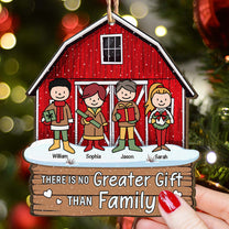 There Is No Greater Gift Than Family Red Barn 2 - Personalized Wooden Ornament