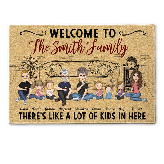 There's Like A Lot Of Kids In Here - Cartoon Version - Personalized Doormat