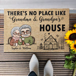 There's No Place Like Grandma & Grandpa's House - Personalized Doormat - Gift For Grandpa, Grandma