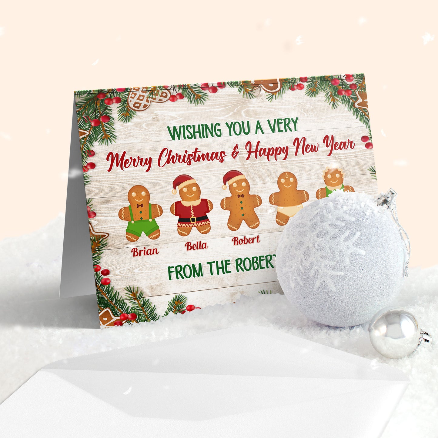 There's No Place Like Home For The Holidays - Personalized Folded Card - Christmas Gift For Family, Friends, Love Ones - Gingerbreads