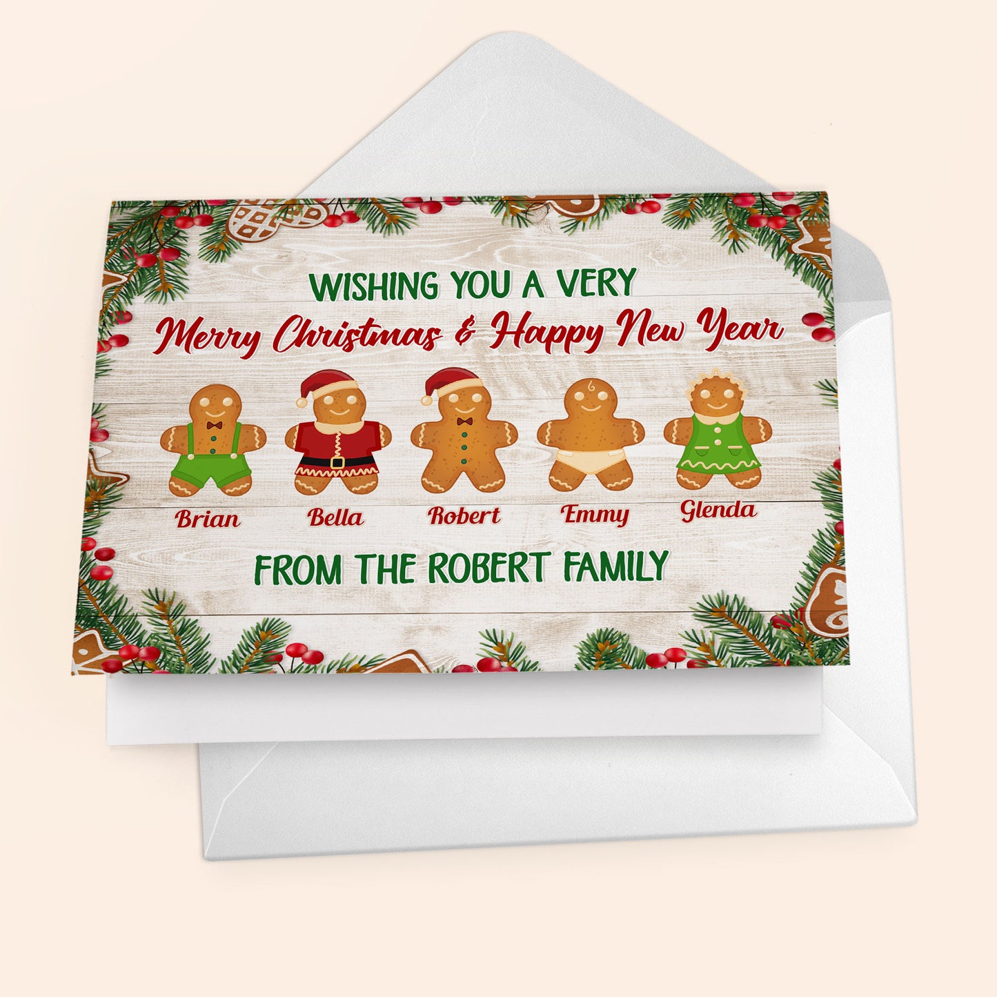 There's No Place Like Home For The Holidays - Personalized Folded Card - Christmas Gift For Family, Friends, Love Ones - Gingerbreads