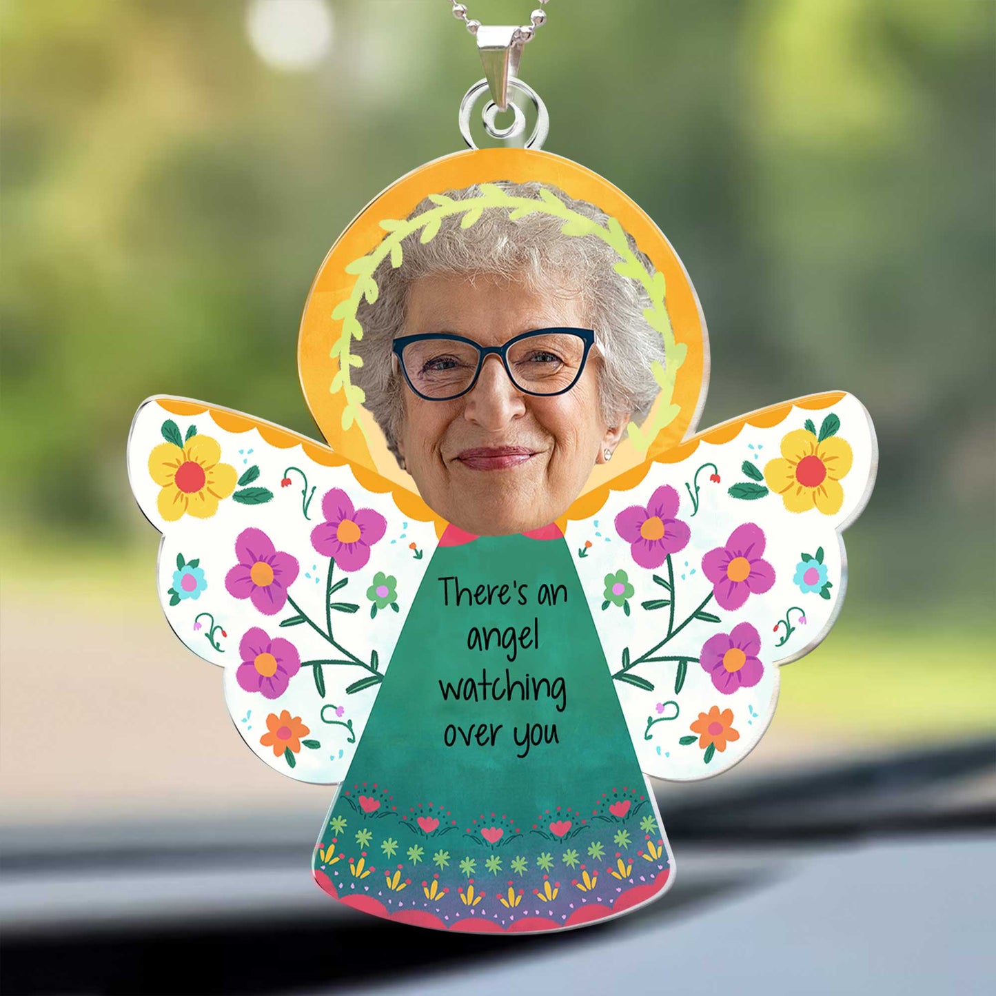 There's An Angel Watching Over You - Personalized Car Photo Ornament