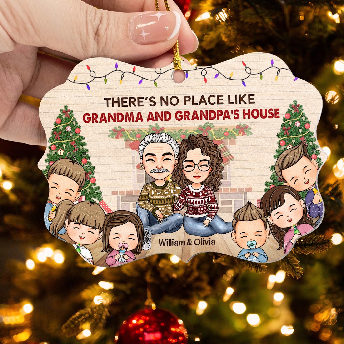 There's No Place Like Grandma And Grandpa's House - Personalized Aluminum Ornament