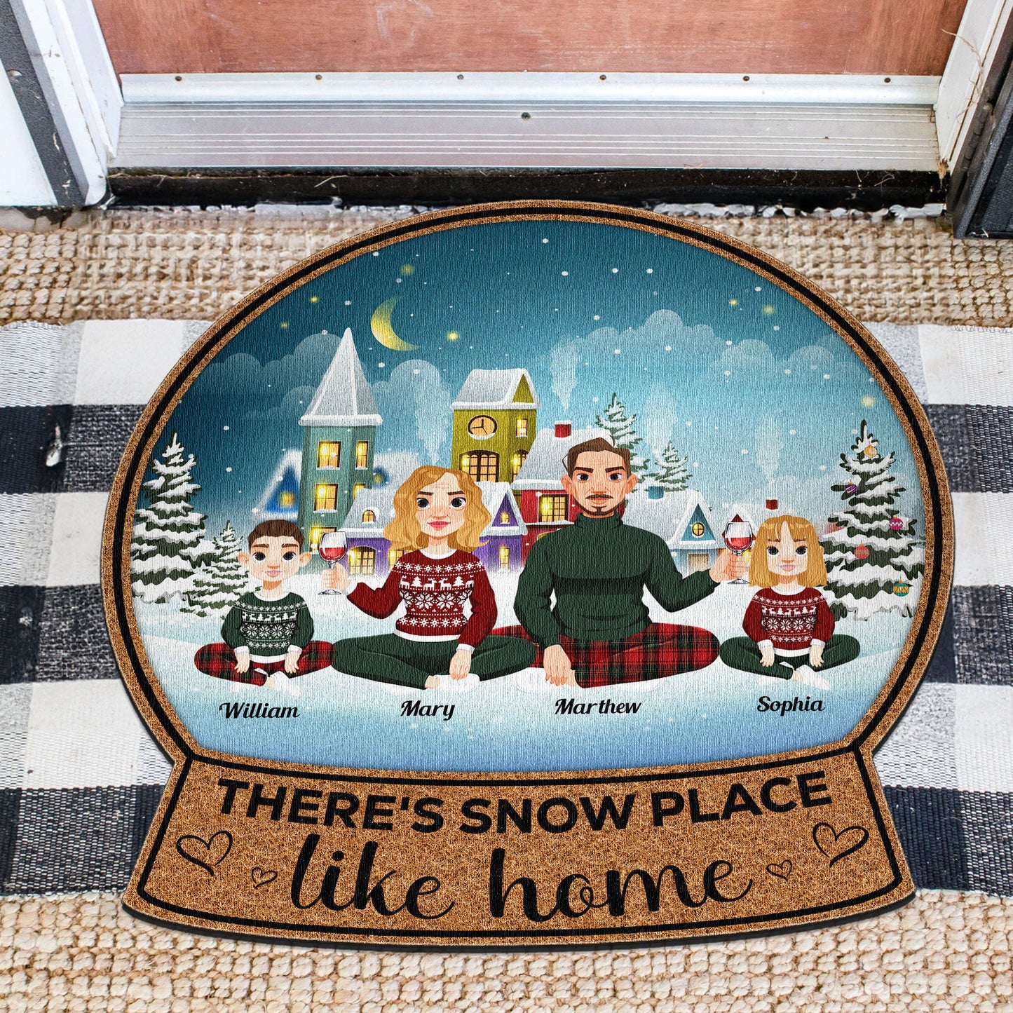 There's Snow Place Like Home - Personalized Custom Shaped Doormat