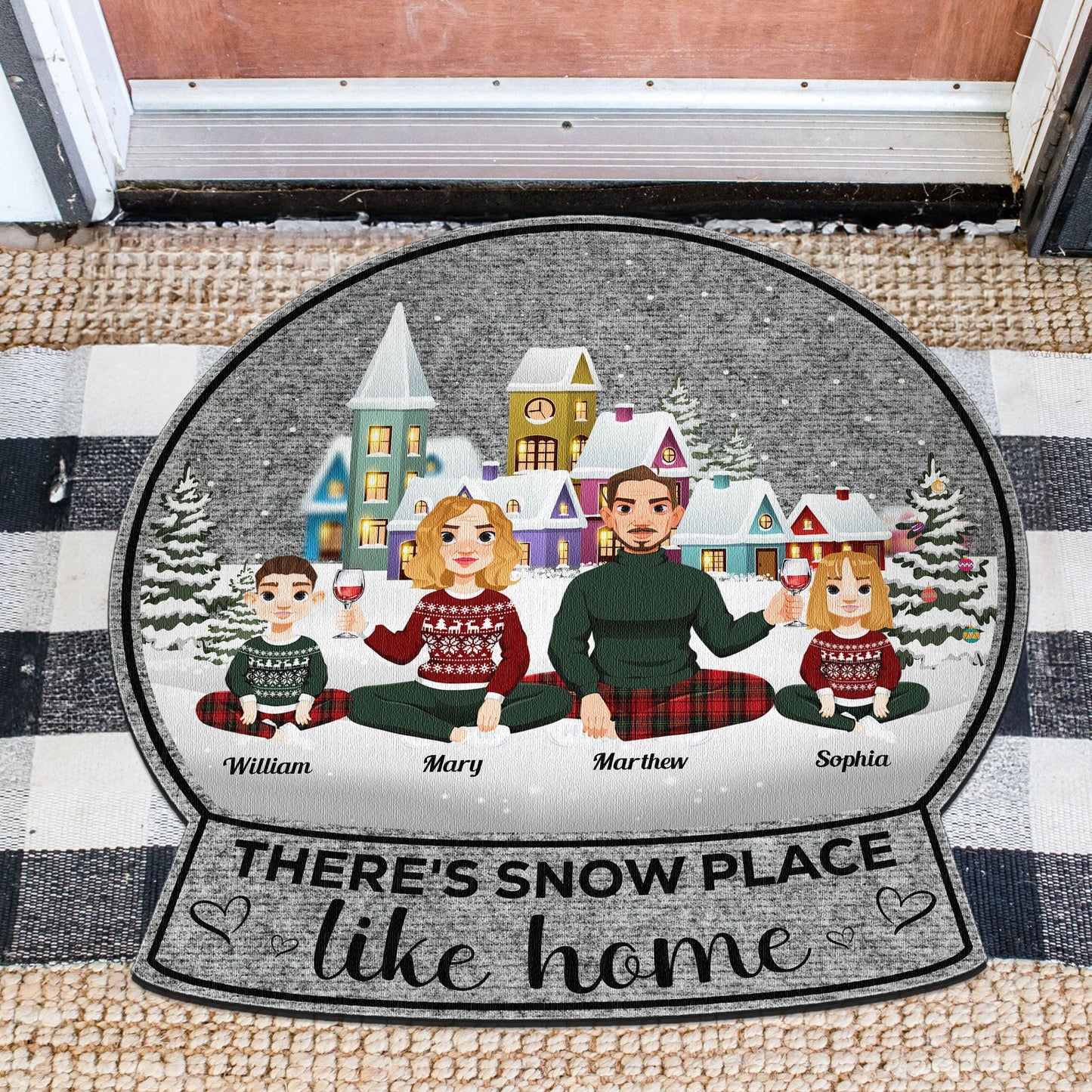 There's Snow Place Like Home - Personalized Custom Shaped Doormat
