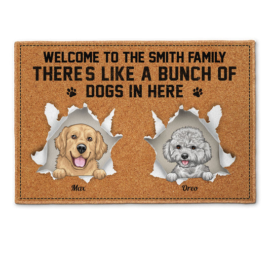 There's Like A Bunch Of Cats & Dogs In Here - Personalized Doormat