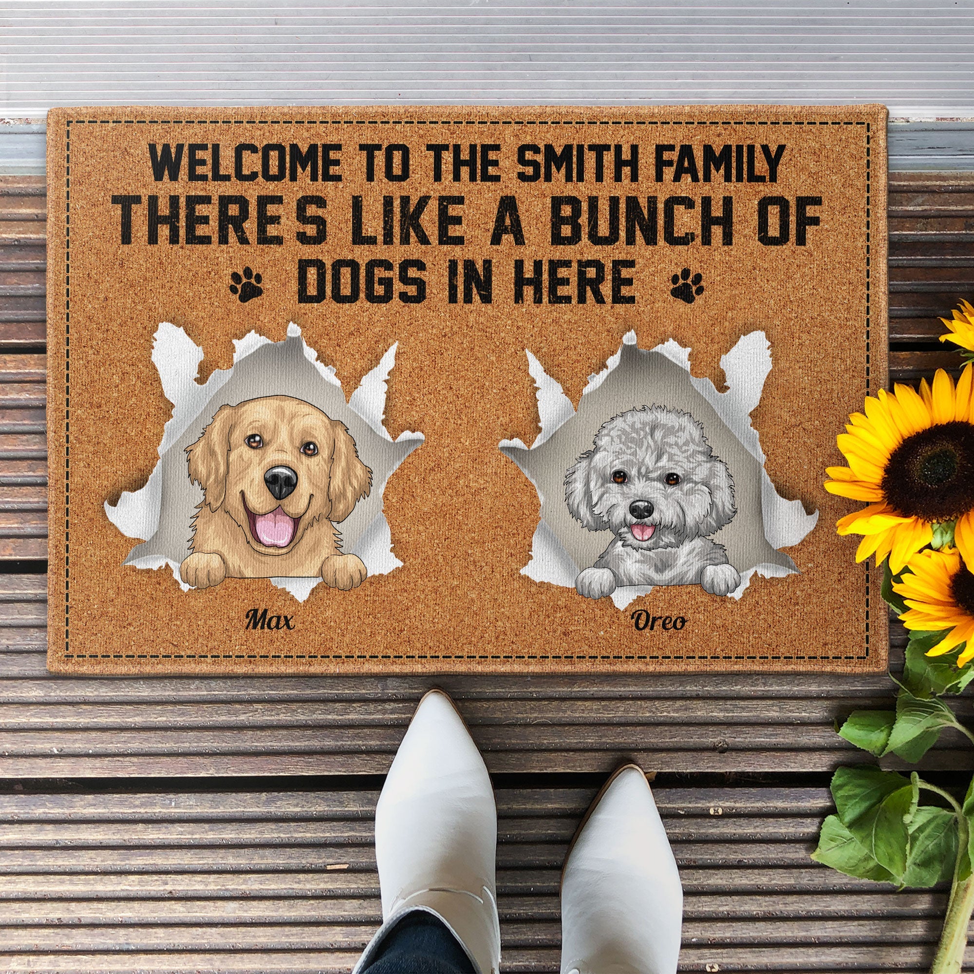 There's Like A Bunch Of Cats & Dogs In Here - Personalized Doormat