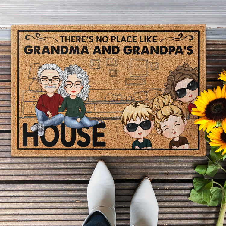 There's No Place Like Grandma And Grandpa's House - Personalized Doormat