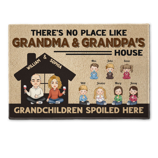 There's No Place Like Grandma & Grandpa's House - Personalized Doormat - Home Decor Gift For Grandparents, Nana, Papa