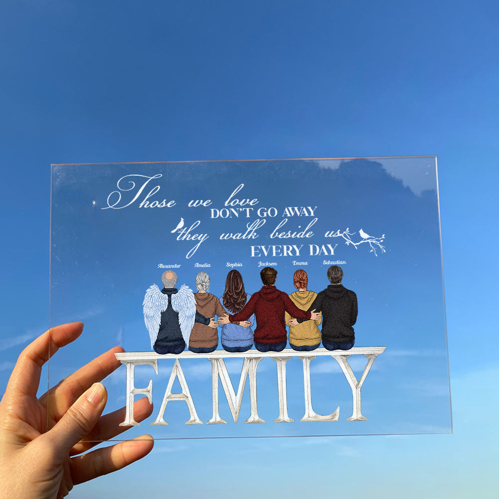 There's A Little Bit Of Heaven In Our Home - Personalized Acrylic Plaque - Memorial Gift For Family Members, Siblings, Mom, Dad, Grandparents