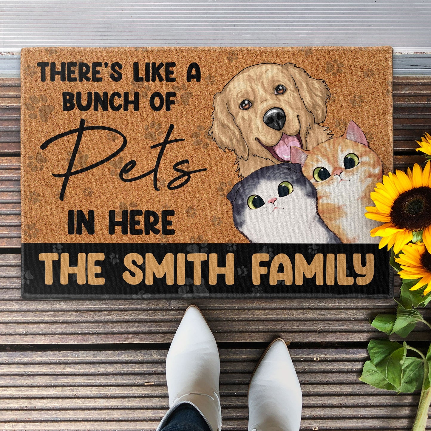 There's Like A Bunch Of Pets - Personalized Doormat