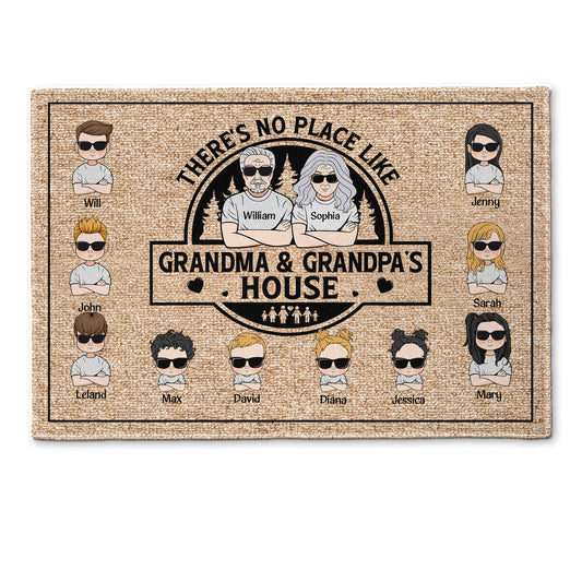 There's No Place Like Grandma Grandpa's House - Personalized Doormat - Home Decor Gift For Grandma, Grandma - Gift For Parents