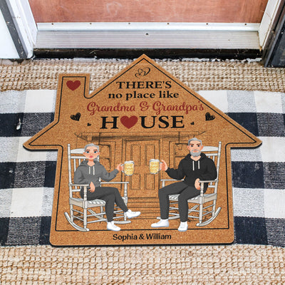 There's No Place Like Grandma & Grandpa's House - Personalized Custom Shaped Doormat