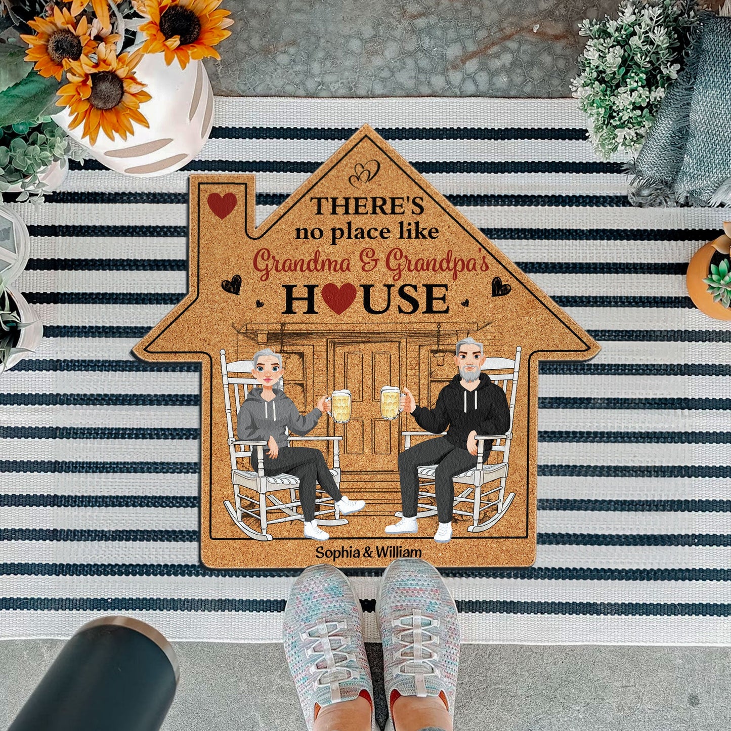 There's No Place Like Grandma & Grandpa's House - Personalized Custom Shaped Doormat