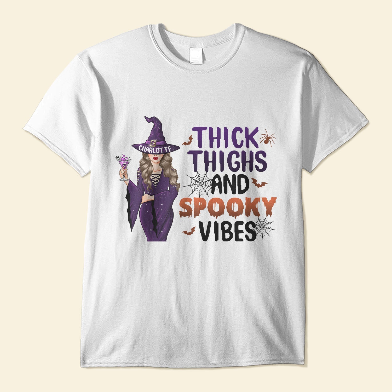 Thick Thighs And Spooky Vibes - Personalized Shirt - Halloween Gift For Witches