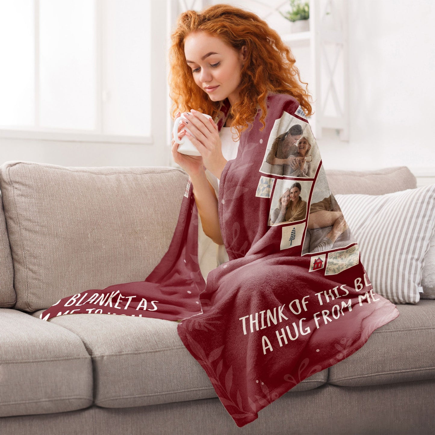 Think Of This Blanket As A Hug From Me To You - Personalized Photo Blanket