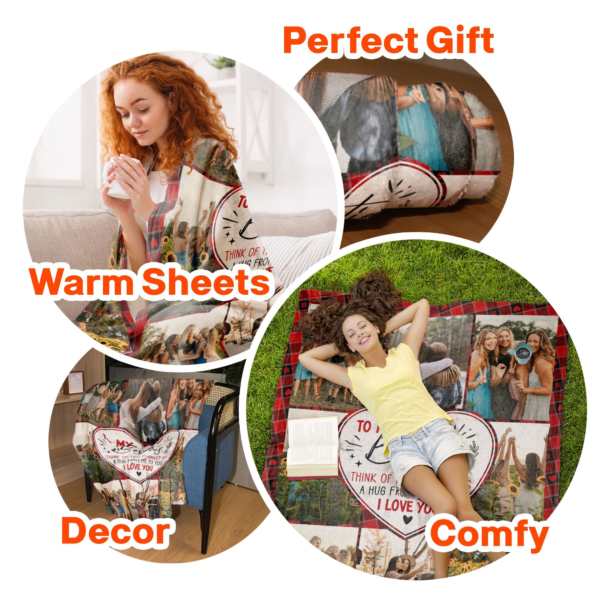 Think Of This Blanket As A Hug Gift For Bestie - Personalized Photo Blanket