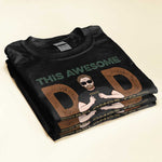 This Awesome Dad, Grandpa Belongs To - Personalized Shirt - Cute Kids Peeking